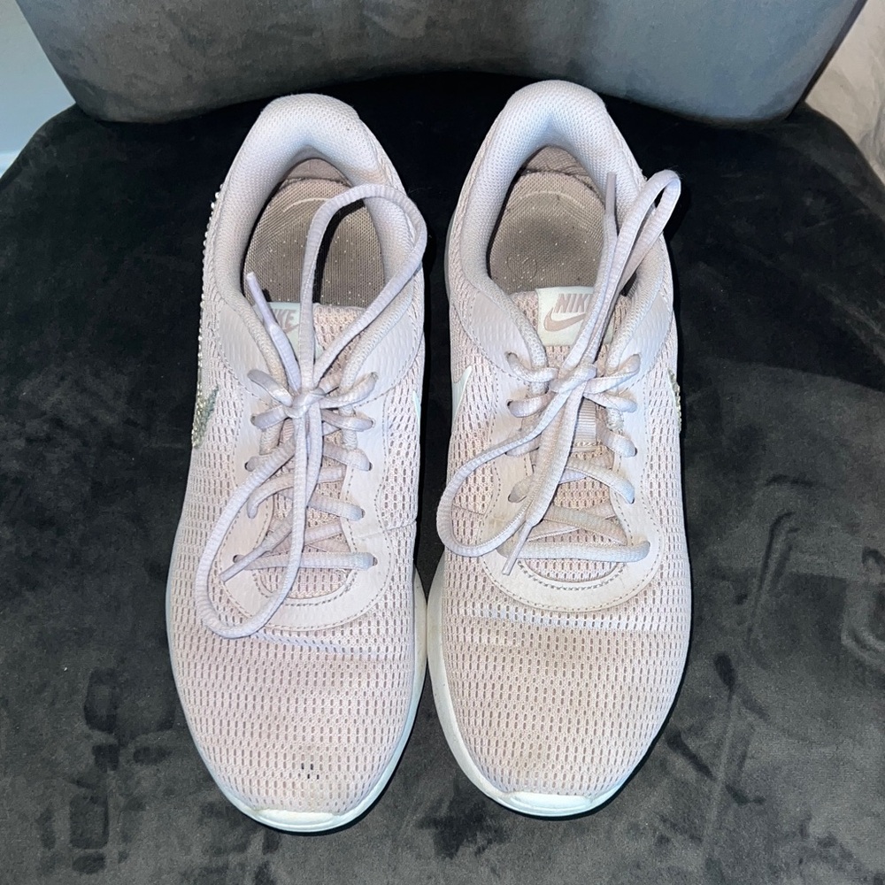 Rhinestone Nike Mauve Women's Sneakers with Silver Swoosh - Picture 5 of 13